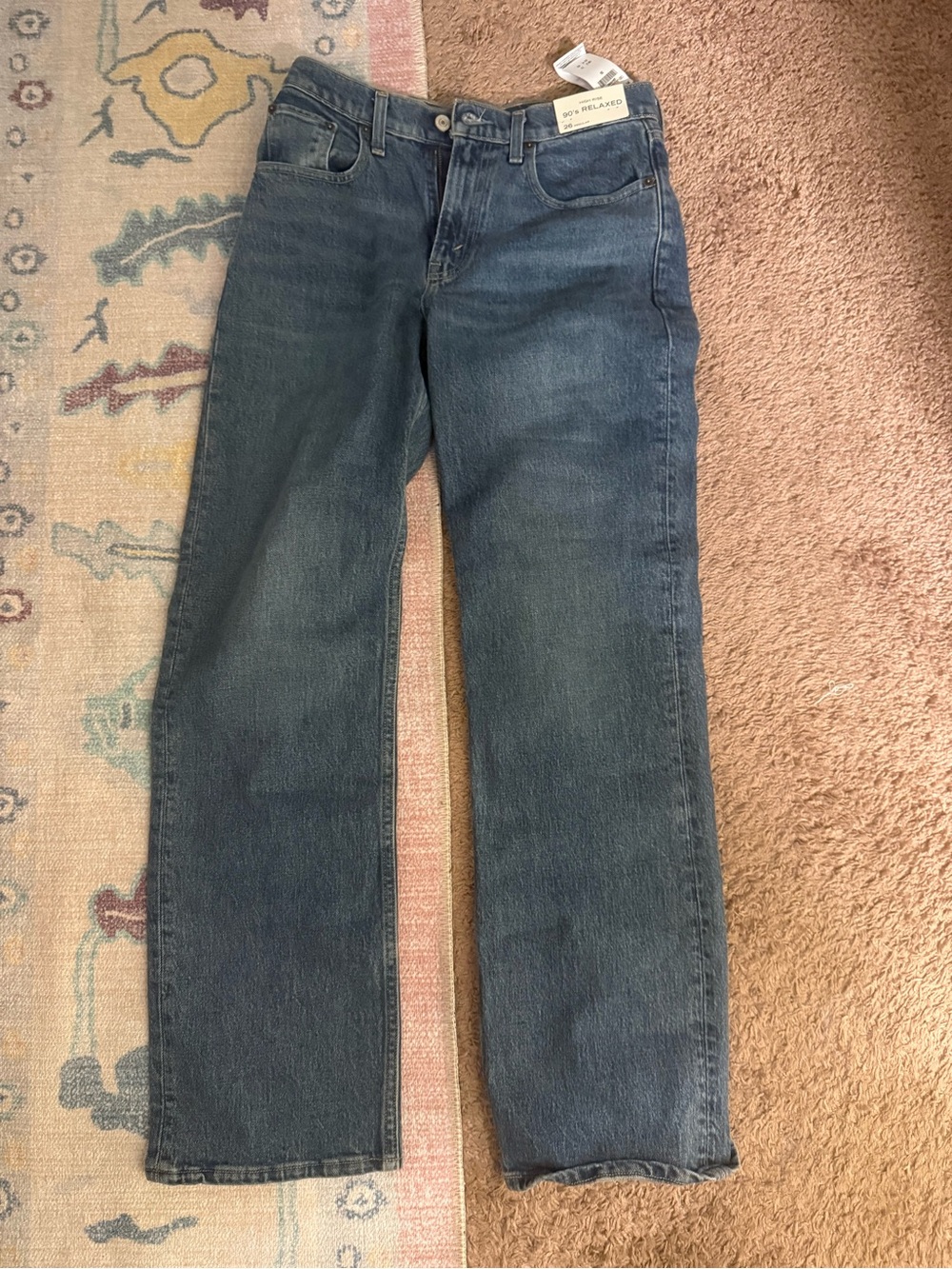 Abercrombie & Fitch Women's High-Rise Straight Jeans in Dark Blue